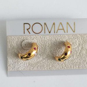 Vintage Roman Half Hoop Studs Earrings